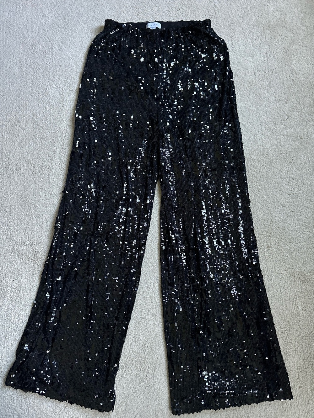 Topshop Black Sequin Wide-Leg Pants